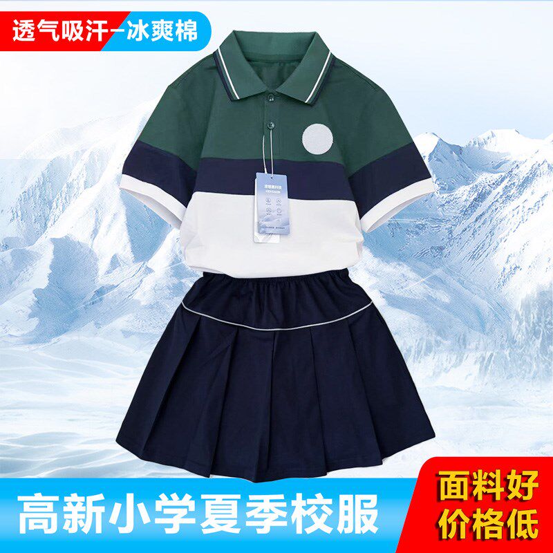 济南市高新区小学生夏季校服u新款123456年级男女生冰爽棉班服套
