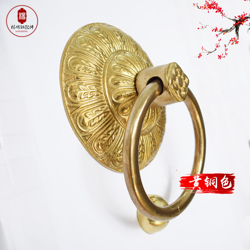 新品中式仿古纯铜门环兽头铜拉手对装老式对开门圆环全铜拉环把手