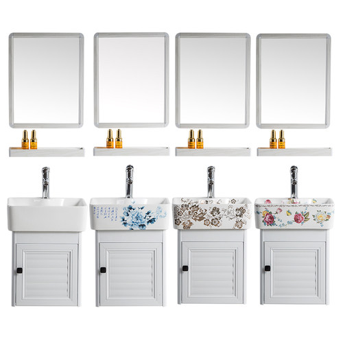 挂墙式洗手盆柜组合 小户型卫生间简易洗脸盆 阳台迷你陶瓷洗漱台