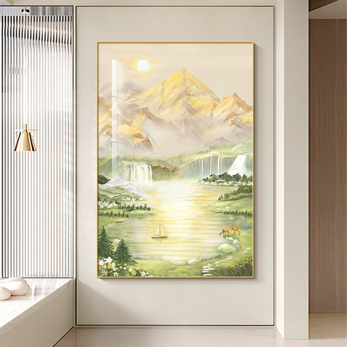 日照金山客厅装饰画现代简约聚宝盆大气玄关挂画沙发背景墙落地画