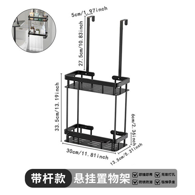 门后浴室置物架挂架免打孔悬挂分层D淋浴置物架卫生间用品收纳架