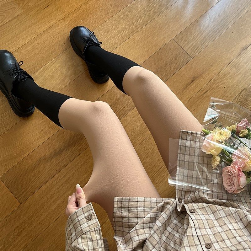 王小嘟拼接光腿神器女秋冬季加绒jk假小腿袜长筒袜加厚过膝袜子