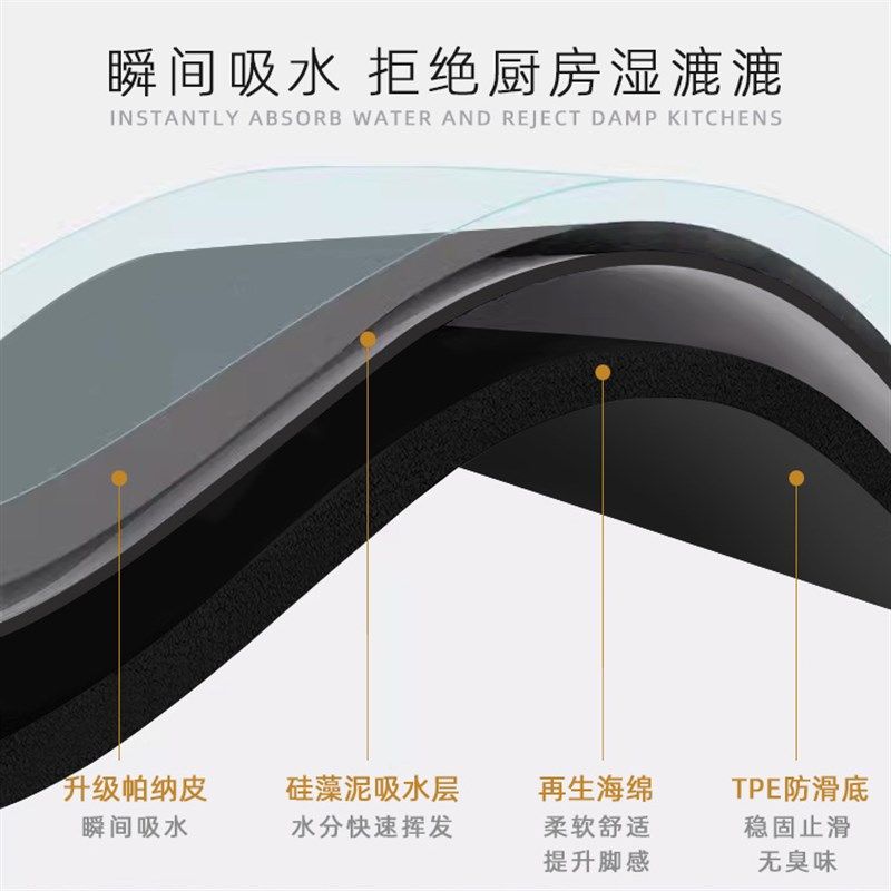 硅藻泥厨房地垫防滑防油可擦免洗吸水专用家用脚垫地毯pvc垫子,居家布艺,厨房地垫,淘宝优惠券,粉丝福利购,淘宝优惠卷