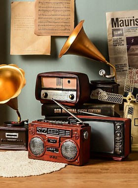 欧式怀旧留声机小摆件复古相机电视机工艺品家居装饰品创意老物件