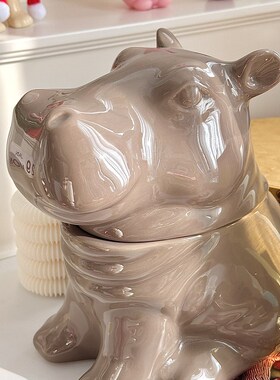 出口高颜值卡通可爱创意河马零食带盖储物罐客厅家居装饰动物摆件