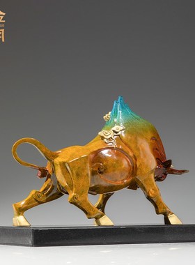 《开山立业》铜金岁月黄铜牛摆件工艺品铜器家居客厅装饰开业礼品