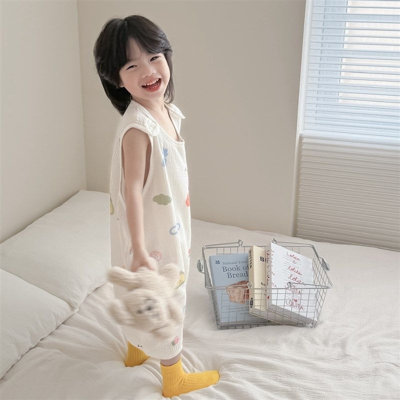 婴儿无袖泡泡纱睡袋夏季新宝宝纯棉背心式护肚连体马甲儿童家居服,童装/婴儿装/亲子装,家居袍/睡袍,淘宝优惠券,粉丝福利购,淘宝优惠卷