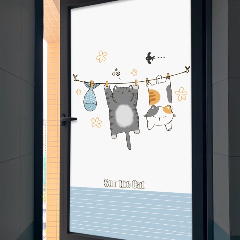 浴室玻璃门贴纸卫生间窗户磨砂贴膜全遮光厕所防窥防走光白色窗贴