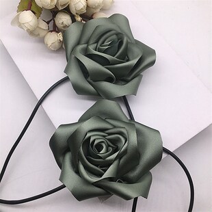 墨绿色大花绑带窗帘花朵装饰系带绸缎花束扎带窗饰辅料配件束带