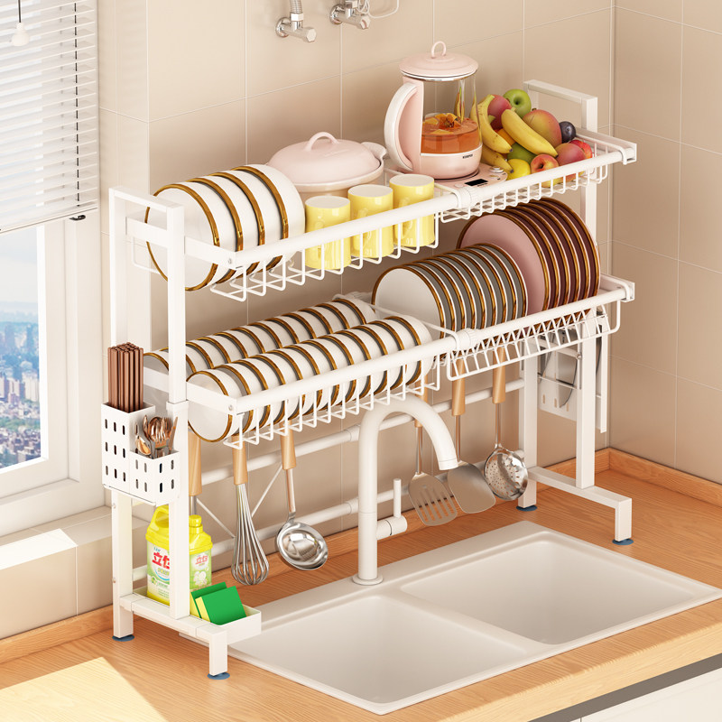 厨房水槽置物架可伸缩水池上洗碗架放碗碟沥水架洗菜盆碗盘收纳架