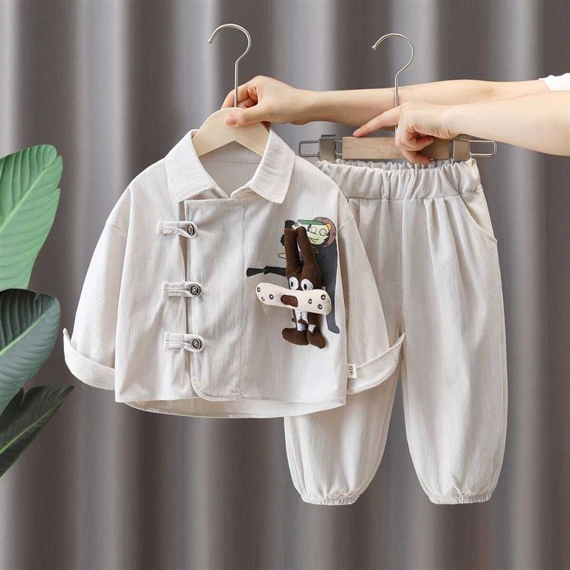 儿童衬衫男童秋装套装新款中式汉服盘口中国风春秋季灯芯绒两件套,童装/婴儿装/亲子装,套装,淘宝优惠券,粉丝福利购,淘宝优惠卷