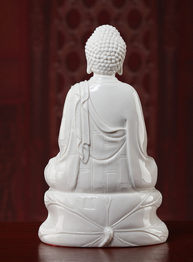 戴玉堂陶瓷三宝佛如来佛药师佛阿弥陀佛释迦牟尼供奉家用佛像摆件