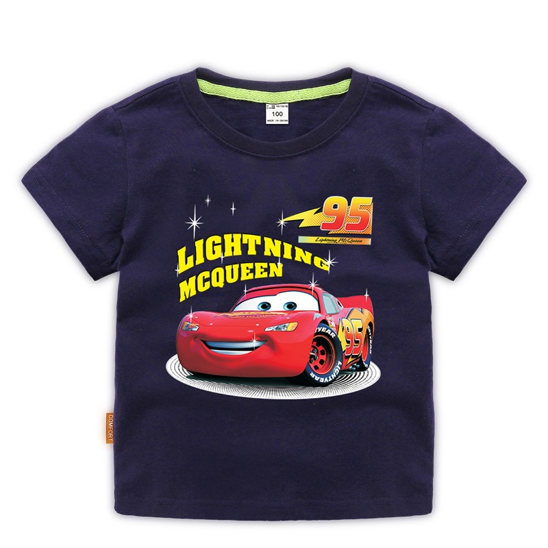 闪电麦坤赛车纯棉童装夏季新款男女童汽车总动员卡通儿童全棉T恤