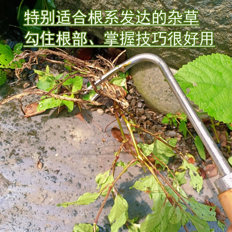 家用户外园艺园林不锈钢好用取根拔草工具起草起根除草沟草神器