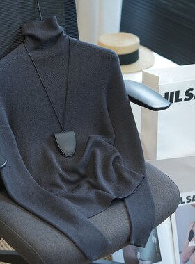100精纺羊毛 无缝一体堆堆领针织衫女打底衫修身显瘦上衣秋冬921S