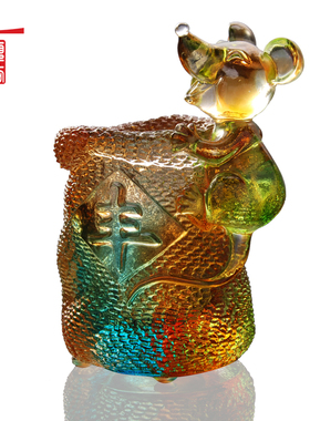 琉璃笔筒摆件轻奢艺术高档办公室桌水晶工艺品创意礼物送老师领导