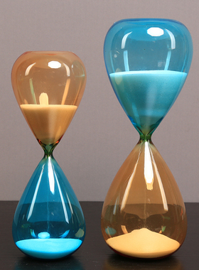 北欧简约创意彩色玻璃沙漏计时器摆件客厅酒柜电视柜办公室装饰品