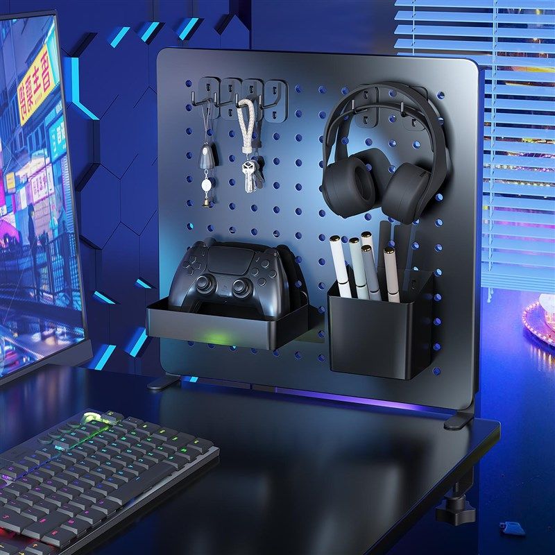 电竞桌面洞洞板可夹立式墙上金属免打孔置物架配件挂钩diy收纳架,住宅家具,搁板/置物架/家用陈列架,淘宝优惠券,粉丝福利购,淘宝优惠卷