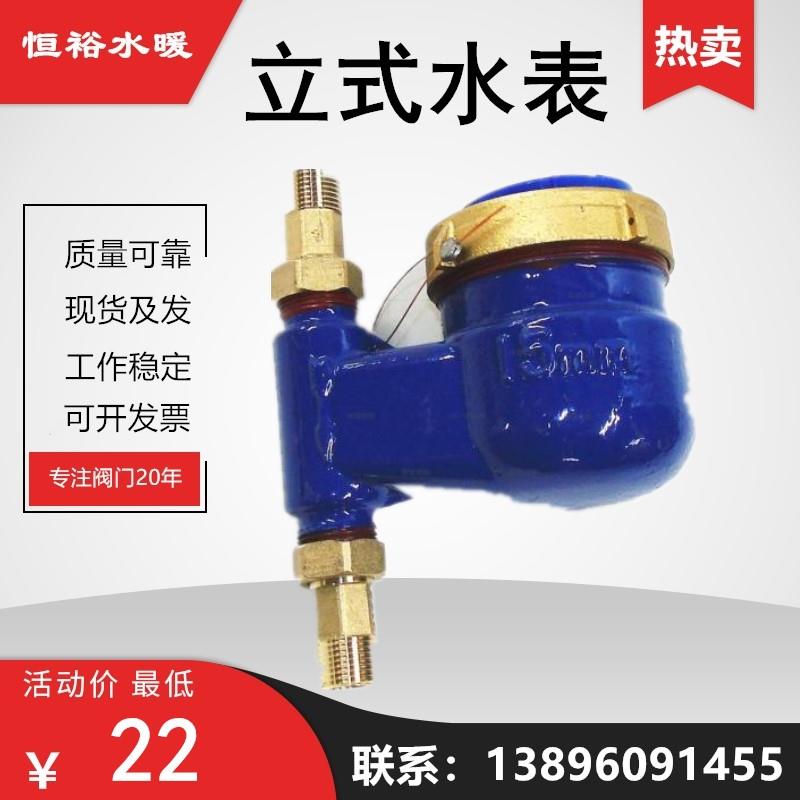 立式水表下进上出家用宁波自来水止回阀防空转竖立4分水表PPRDN15