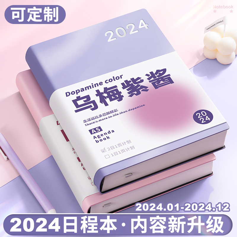 2024年日程本计划表新款定制笔记本子工作日志本日记本日历记事本