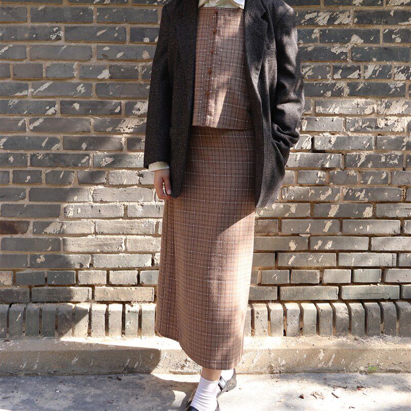 裳裳者华 曲奇 明制宋制格纹混搭改良短比甲两片裙旋裙日常汉服