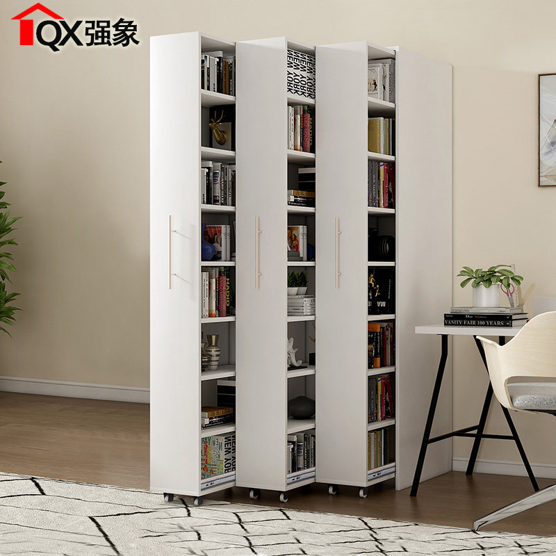 防尘抽屉式推拉书柜可移动多功能隐藏书架隐形柜子带轮定制