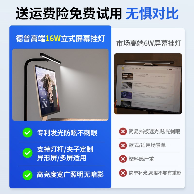 德普光学护眼显示器台灯27寸电脑灯笔记本办公立式屏幕挂灯全光谱