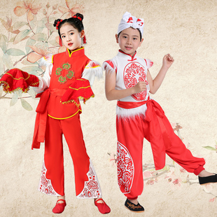 儿童安塞腰鼓服装陕西北风民歌学生秧歌武术舞龙演出服打鼓表演服