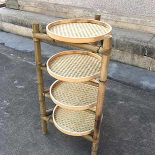 竹架子置物架竹编簸箕火锅架竹制品多层楠竹竹三脚架菜架子天然