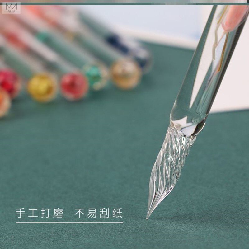 玻璃蘸水笔古风套装中国风复古沾水笔网红钢笔套装礼品送笔搁彩墨