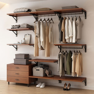 壁挂式衣帽间开放式无门衣柜架金属置物架步入式挂衣架子砌墙铁艺