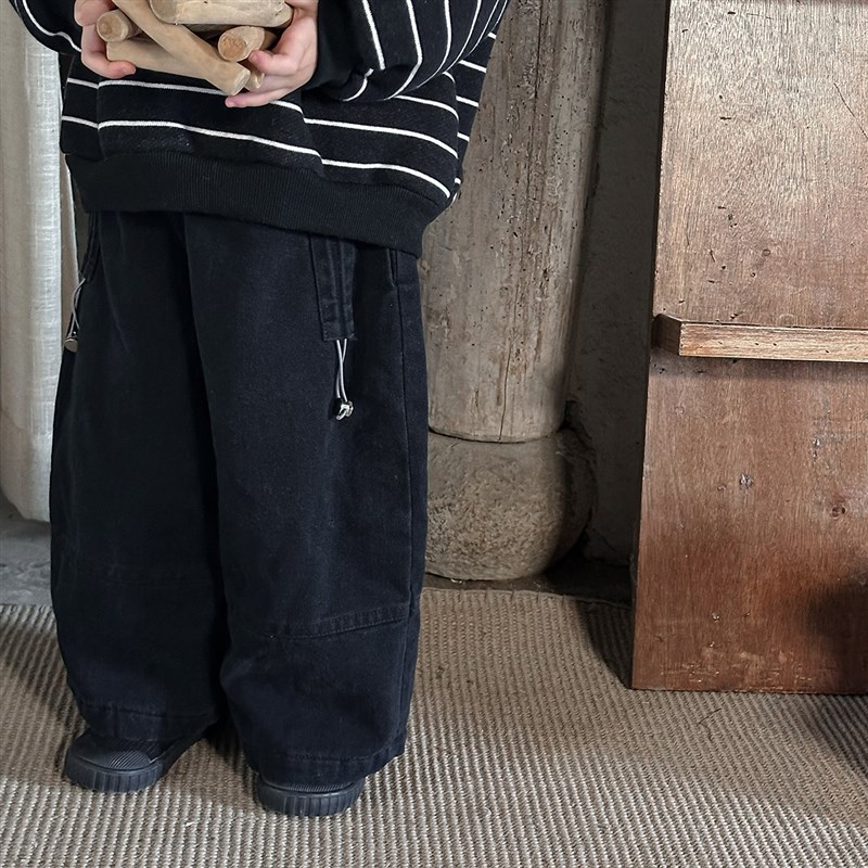 暮晨家新款冬装2024男童磨毛加绒牛仔裤儿童加厚保暖直筒裤阔腿裤