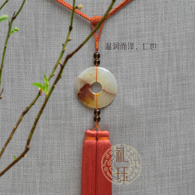 可订制颜色长度手工吊穗中式白玉流苏平安扣挂穗装饰窗帘绑带绑绳