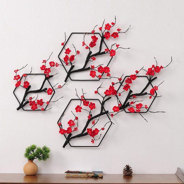 新中式梅花墙面装饰挂件墙上轻奢客厅沙发玄关电视柜背景墙挂饰品,家居饰品,壁饰,淘宝优惠券,粉丝福利购,淘宝优惠卷