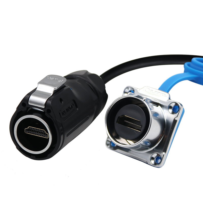 凌科防水连接器LP-24q航空插头HDMI航插接插件公母插座双头带线1