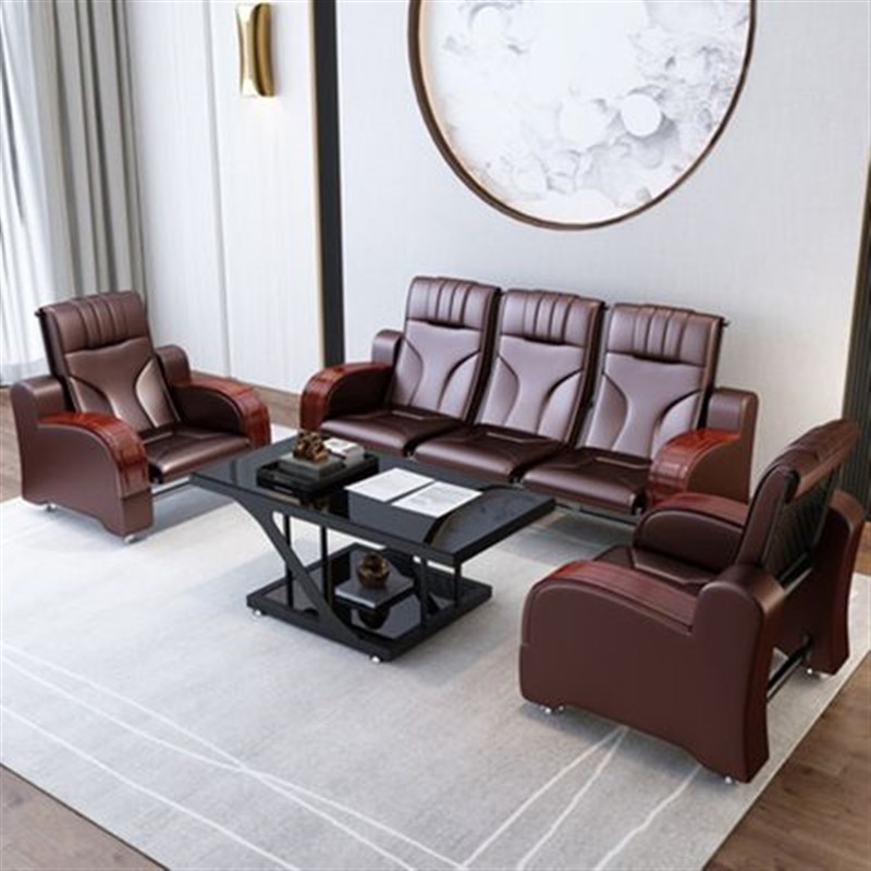 办公沙发茶几g组合现代简约办公室商务接待铁艺简易会客时尚三人