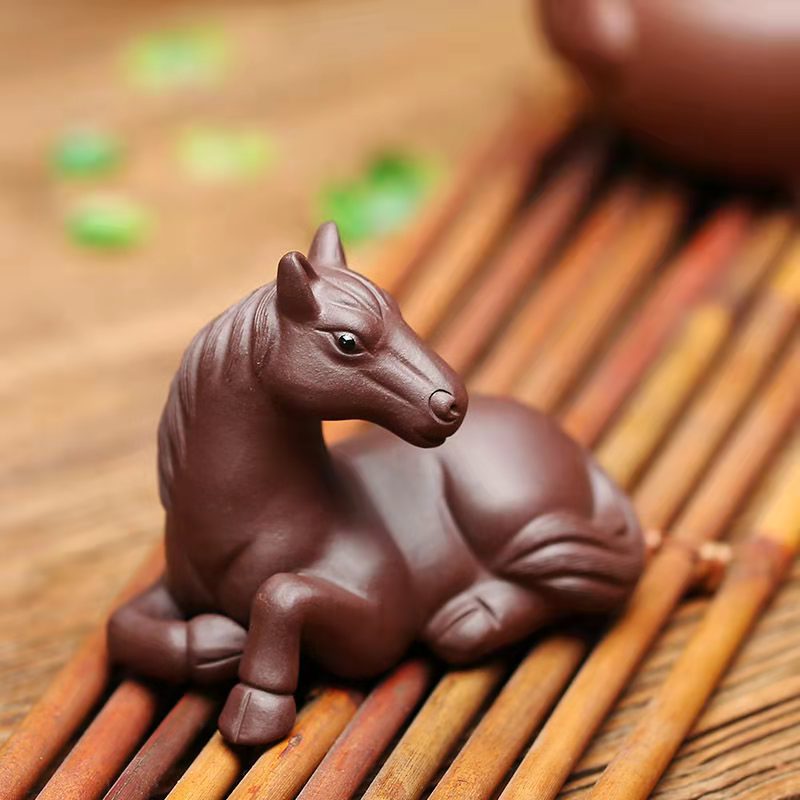 手工精品宜兴紫砂茶宠马摆件生肖马到成功 茶道配件W茶玩茶桌装饰