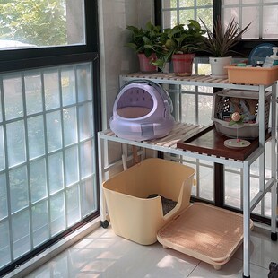 猫砂盆置物架阳台猫爬架小佩猫厕所上方架子猫盆架猫窝收纳架定制