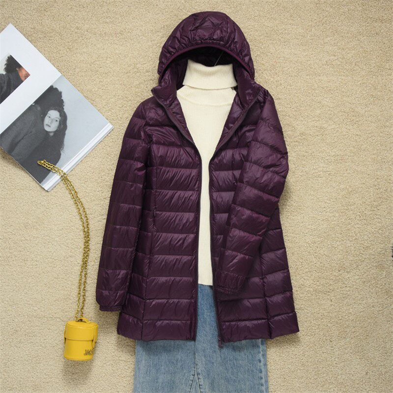 2021新款加肥加大码轻薄羽绒服女中长款200斤胖mm小个子轻便妈妈