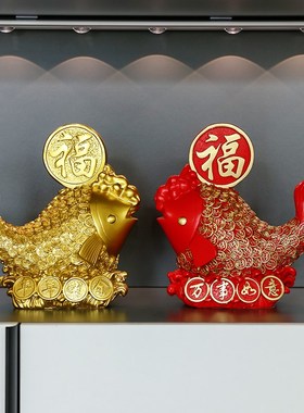 乔迁新居礼品年年有余新中式高档鱼摆件家居玄关酒柜电视柜装饰品