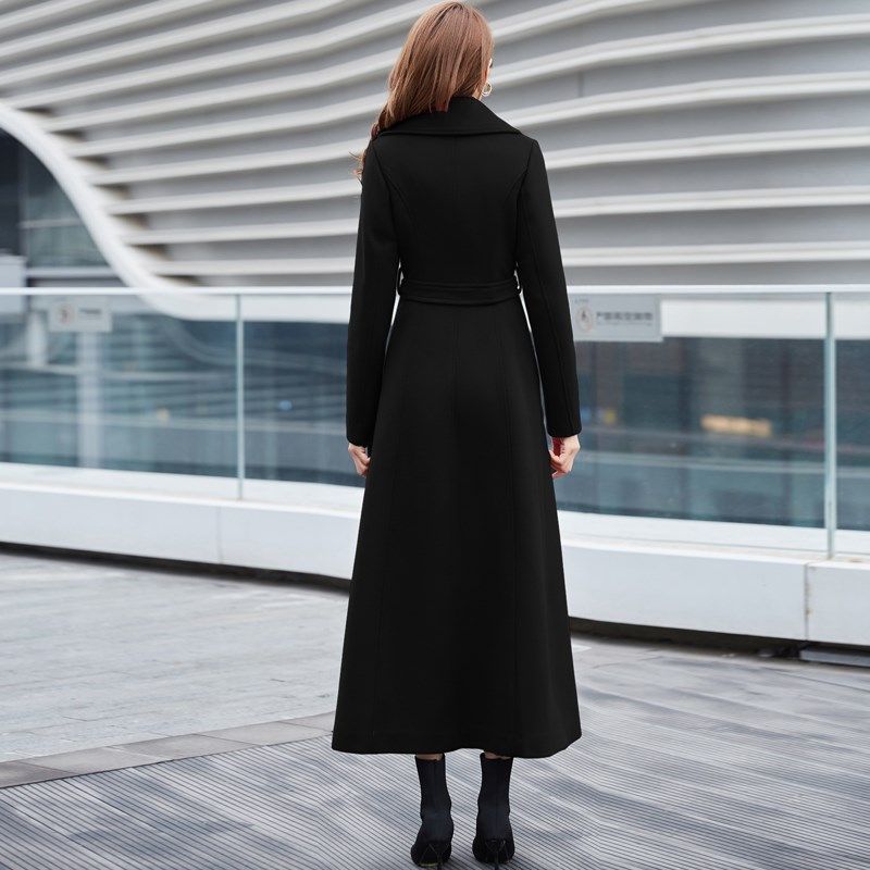 显瘦黑色大衣女2025年流行新款双排扣修身气质长款过膝羊毛呢外套,女装/女士精品,毛呢外套,淘宝优惠券,粉丝福利购,淘宝优惠卷