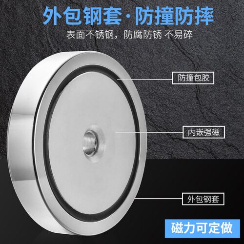 打窝船拖钩强磁脱钩器专用强磁42mm 48mm 可视锚鱼打窝船带钩强磁