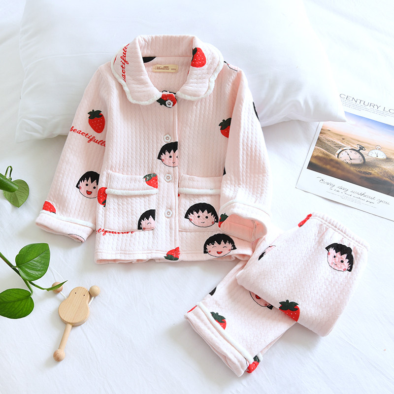 春秋儿童睡衣纯棉空气层三层夹棉套女童可爱甜美小丸子保暖家居服,童装/婴儿装/亲子装,家居服套装,淘宝优惠券,粉丝福利购,淘宝优惠卷