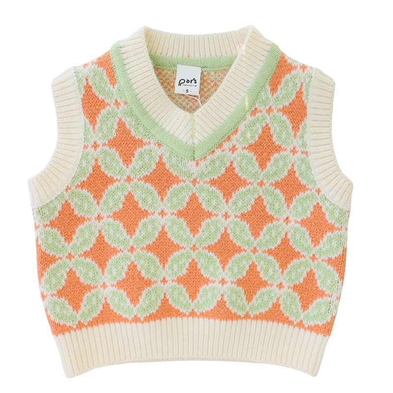 2024新款春秋 女童外穿毛线背心马夹外套 女宝宝儿童洋气针织马甲