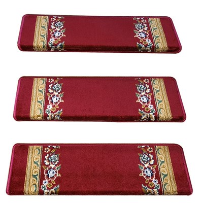 华德中式红色楼梯毯防滑踏步垫欧式风格楼梯毯可定制婚庆喜庆地毯