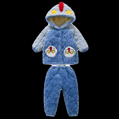 男童睡衣珊瑚绒儿童冬季家居服三层夹棉加厚款加绒宝宝法兰绒秋冬