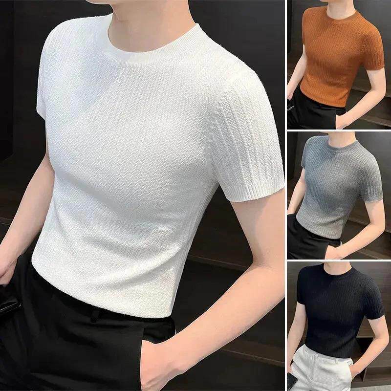 师凯服饰纯色毛衣男款春秋爆款2026新款高级感条O纹针织内搭打底