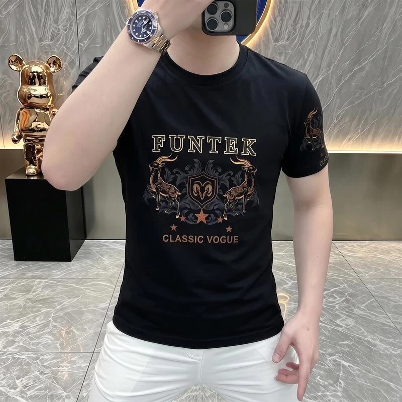 隐泉水榭y2夜盾金羚】时尚夏季半袖T恤潮流圆领凉感柔丝高品质短