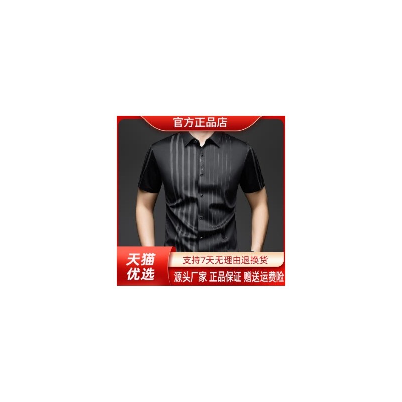 盛辰祥服装Amphelisia夏季商务薄款高档男士弹力无痕条纹修身衬衣