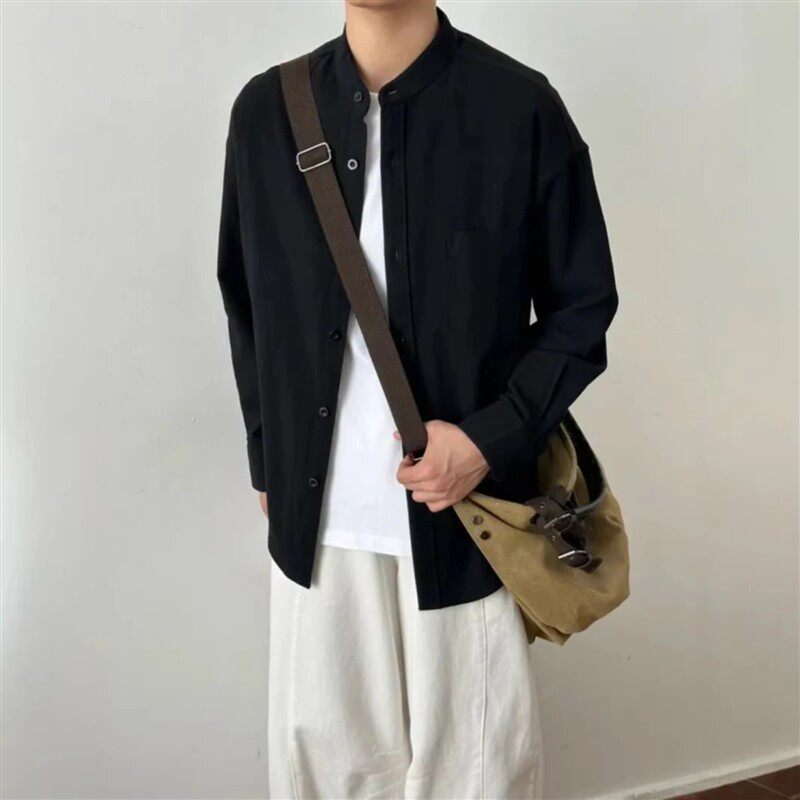 2明明家居好物新中式棉麻纹理感男女纯棉长袖衬慵懒开衫衬衣外套